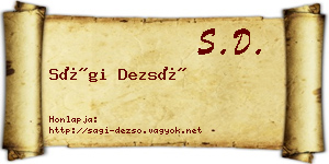 Sági Dezső névjegykártya